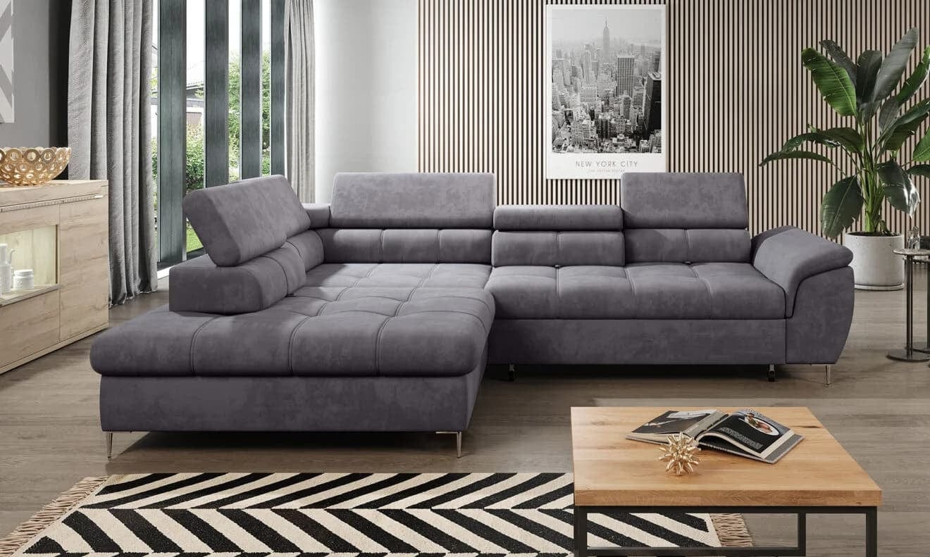 Wersal Divano Angolare Letto a sinistro 4 posti Empon Grigio