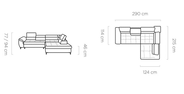 Wersal Divano Angolare Letto a sinistro 4 posti Empon Grigio