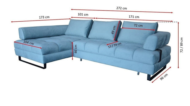 Divano Angolare Letto a sinistro 4 posti Hanna Blu (3)