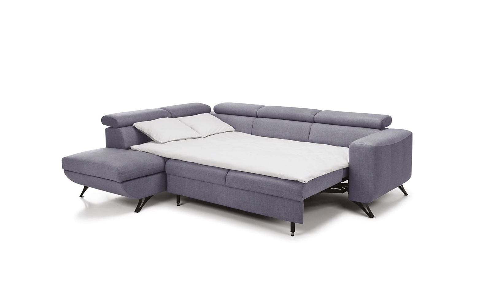 Divano Angolare Letto a sinistro 4 posti in tessuto Aratos Grigio (3)