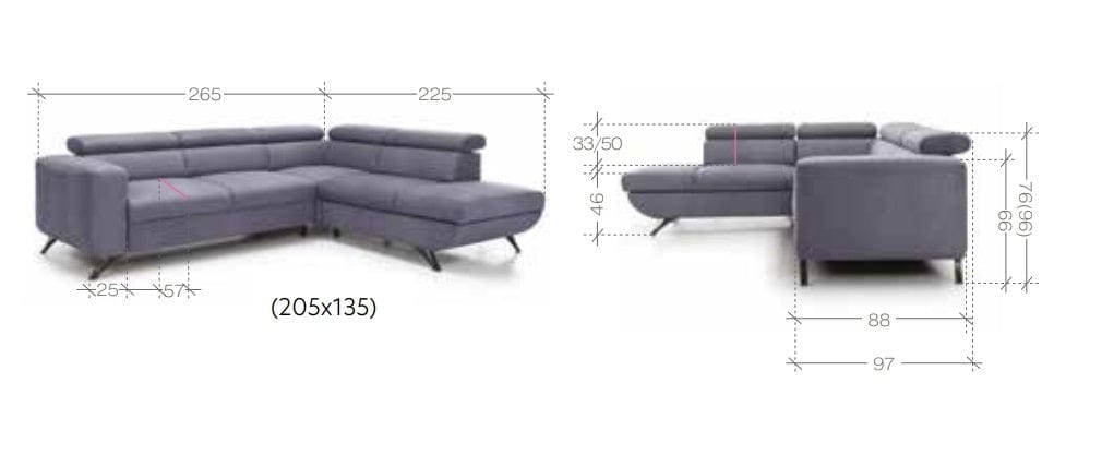 Divano Angolare Letto a sinistro 4 posti in tessuto Aratos Grigio (5)