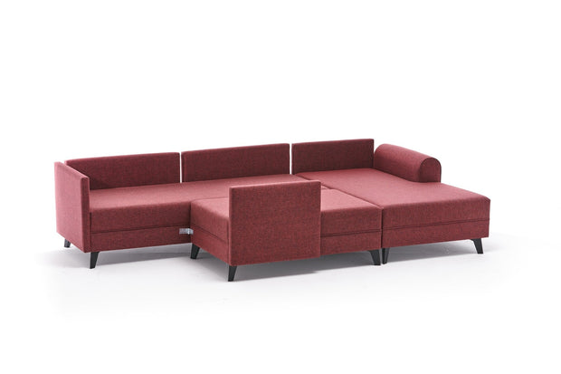 Asir Divano Angolare Letto a sinistro 4 posti in tessuto Belen Bordeaux