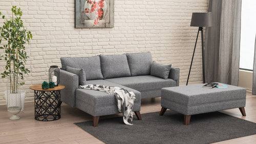 Asir Divano Angolare Letto a sinistro 4 posti in tessuto Bella 2 Grigio