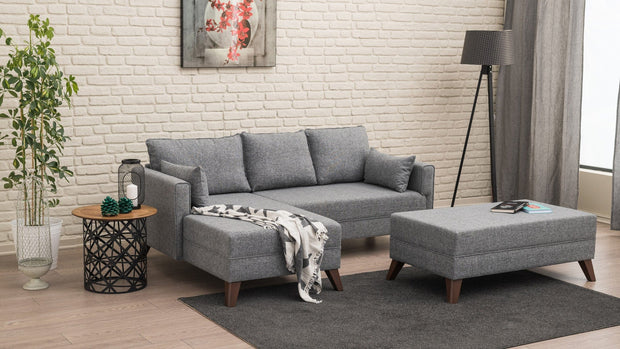 Asir Divano Angolare Letto a sinistro 4 posti in tessuto Bella 2 Grigio
