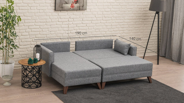 Asir Divano Angolare Letto a sinistro 4 posti in tessuto Bella 2 Grigio