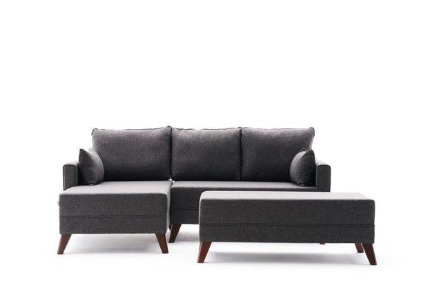 Asir Divano Angolare Letto a sinistro 4 posti in tessuto Bella Mini Antracite