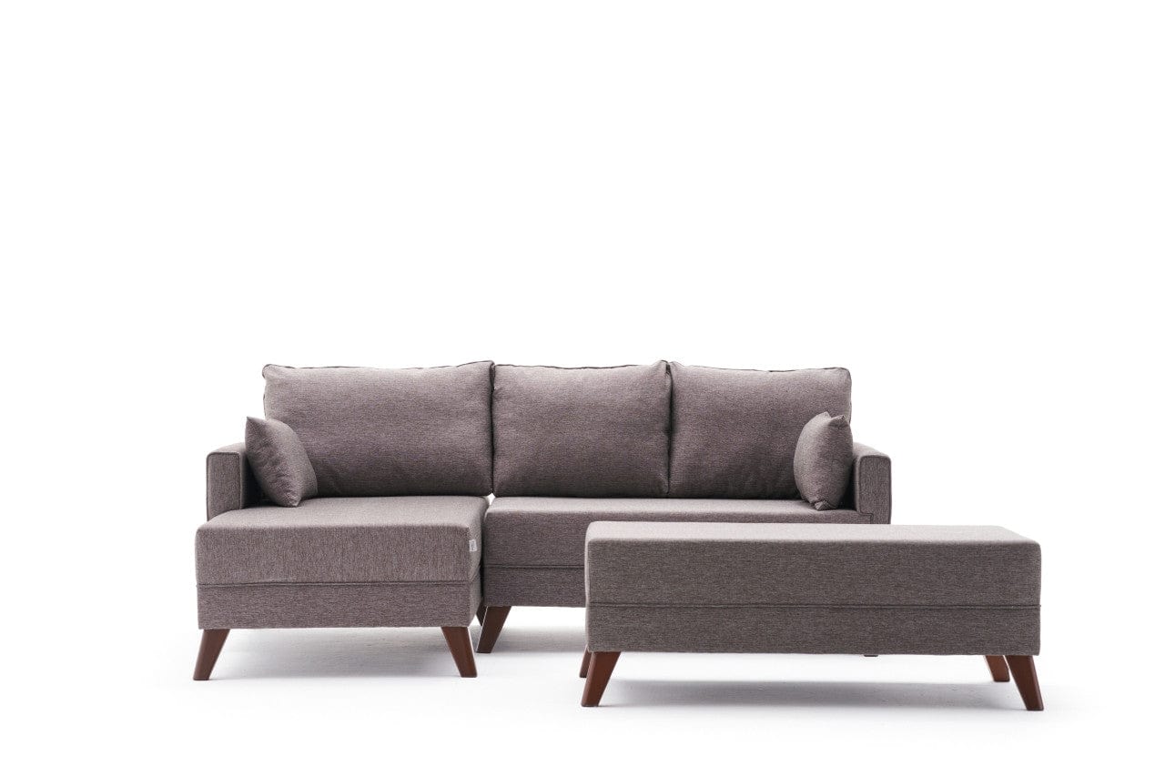Asir Divano Angolare Letto a sinistro 4 posti in tessuto Bella Mini Marrone
