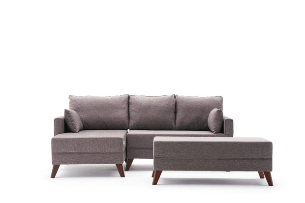 Asir Divano Angolare Letto a sinistro 4 posti in tessuto Bella Mini Marrone