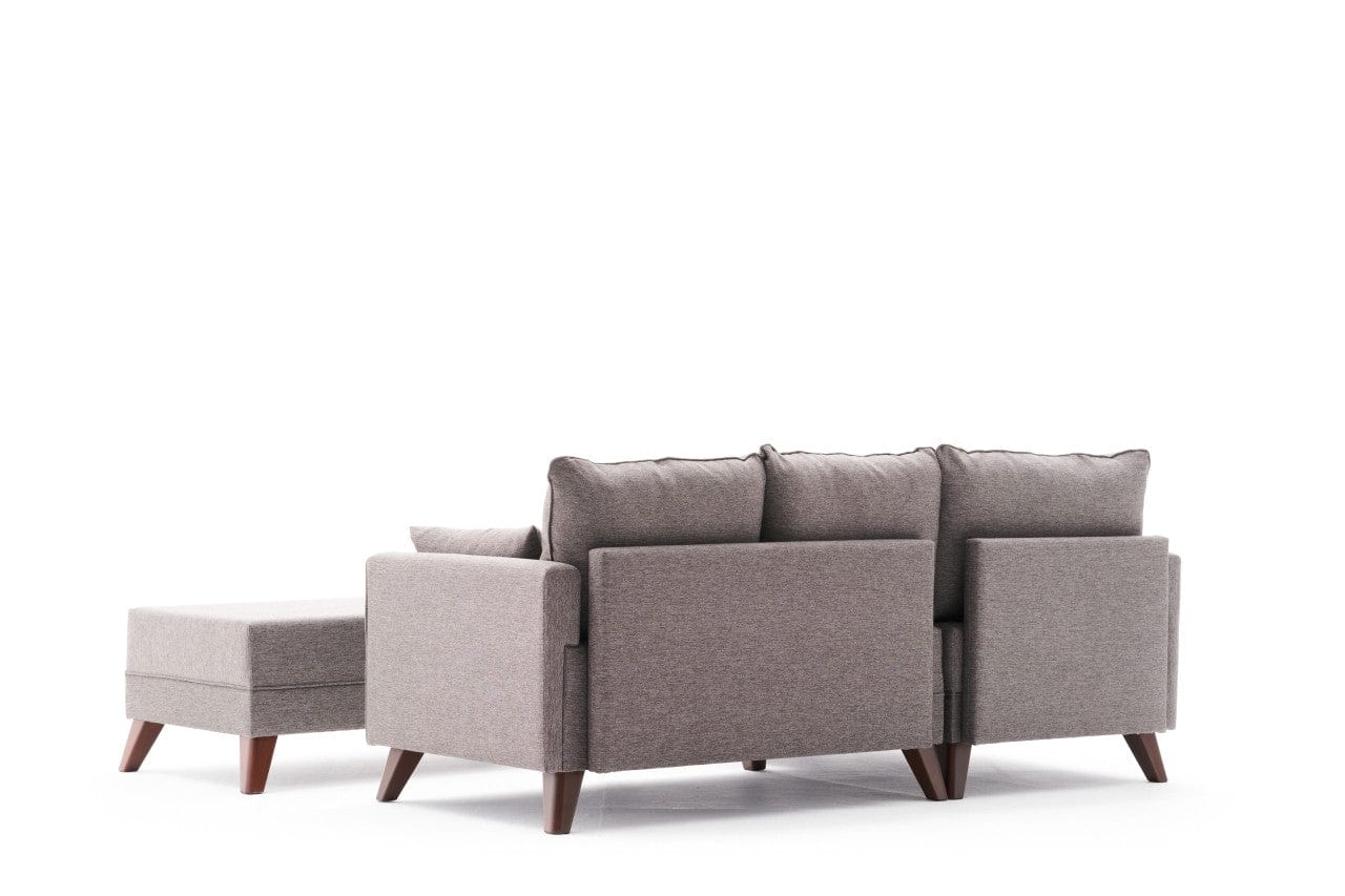 Asir Divano Angolare Letto a sinistro 4 posti in tessuto Bella Mini Marrone