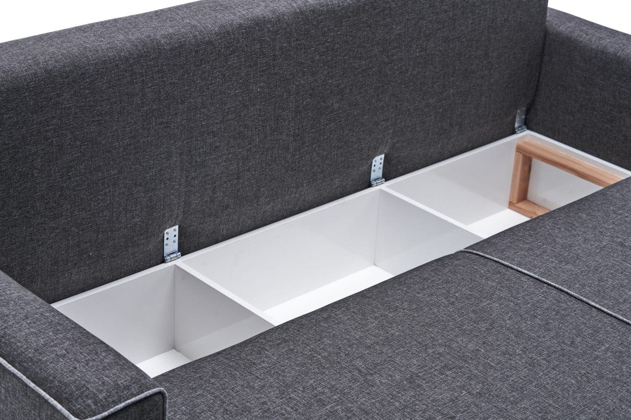 Asir Divano Angolare Letto a sinistro 4 posti in tessuto Ece Panoramik Antracite