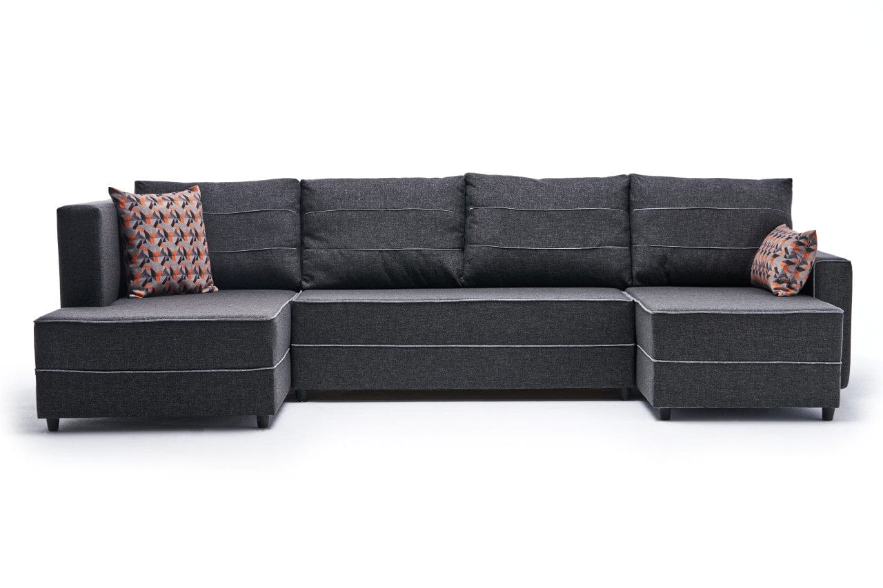 Asir Divano Angolare Letto a sinistro 4 posti in tessuto Ece Panoramik Antracite