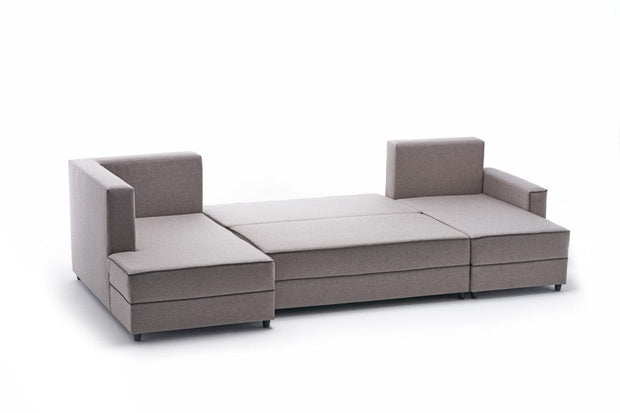 Asir Divano Angolare Letto a sinistro 4 posti in tessuto Ece Panoramik Crema