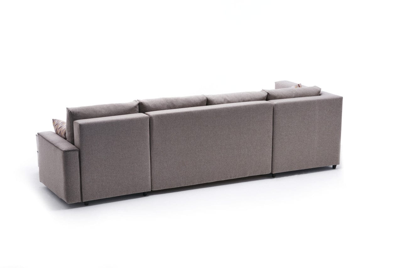 Asir Divano Angolare Letto a sinistro 4 posti in tessuto Ece Panoramik Crema