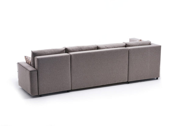 Asir Divano Angolare Letto a sinistro 4 posti in tessuto Ece Panoramik Crema