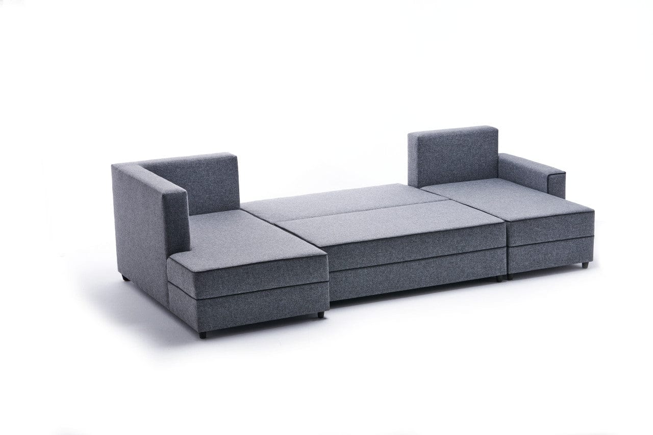 Asir Divano Angolare Letto a sinistro 4 posti in tessuto Ece Panoramik Grigio