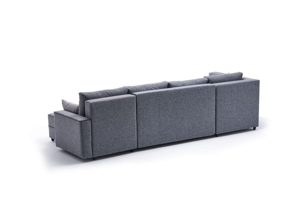 Asir Divano Angolare Letto a sinistro 4 posti in tessuto Ece Panoramik Grigio