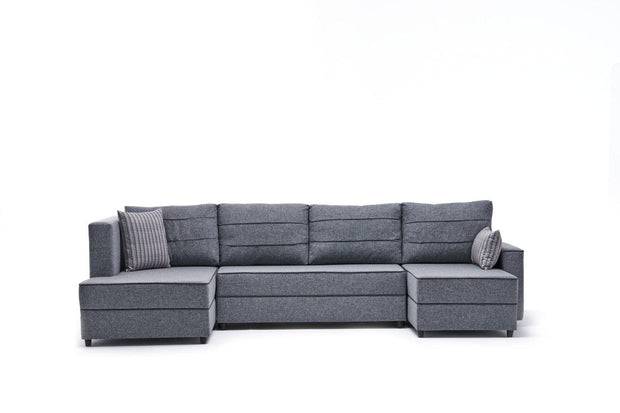 Asir Divano Angolare Letto a sinistro 4 posti in tessuto Ece Panoramik Grigio