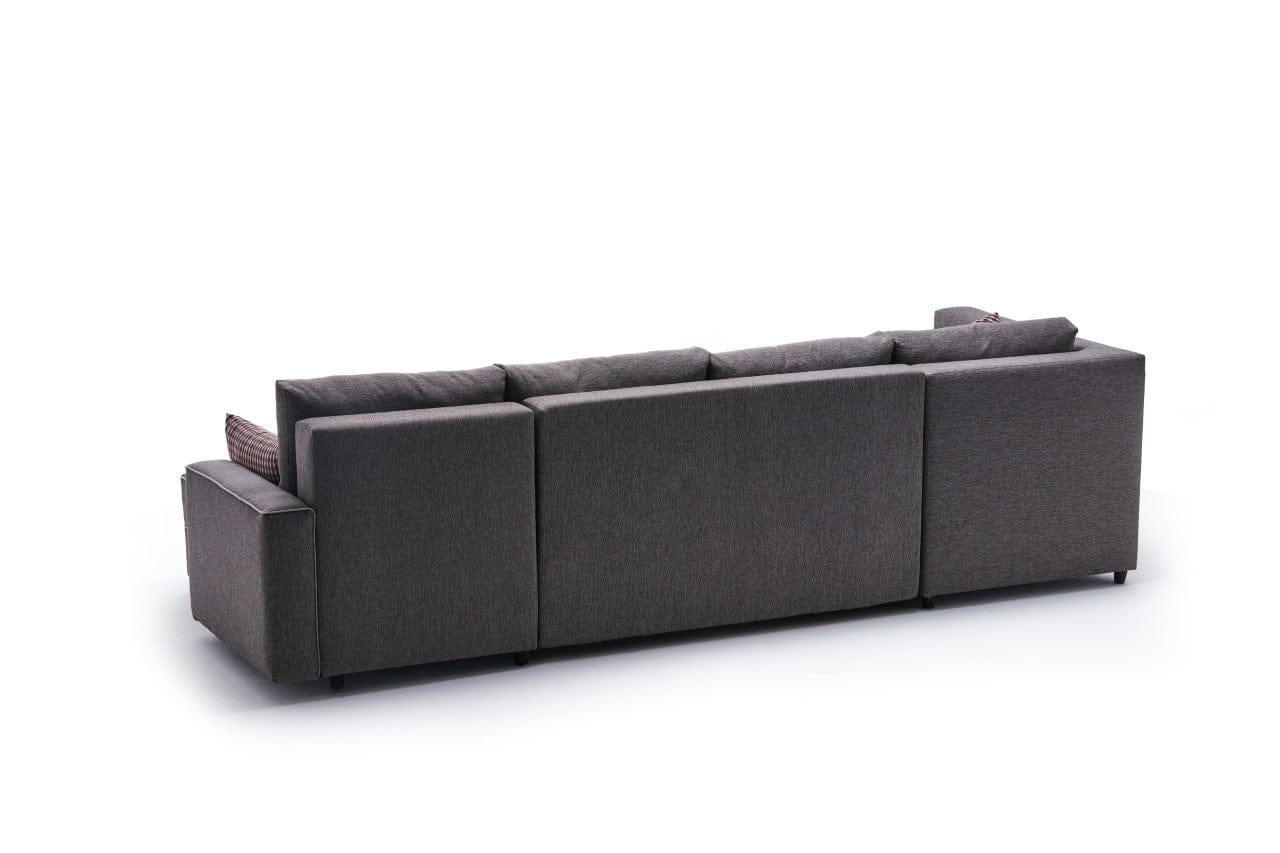 Asir Divano Angolare Letto a sinistro 4 posti in tessuto Ece Panoramik Marrone