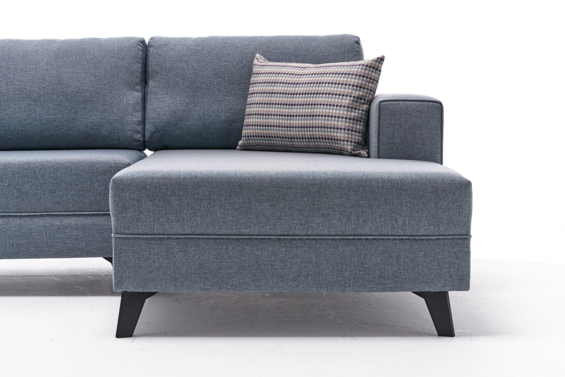 Asir Divano Angolare Letto a sinistro 4 posti in tessuto Efsun Blu