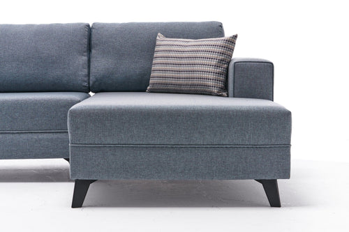 Asir Divano Angolare Letto a sinistro 4 posti in tessuto Efsun Blu