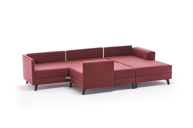 Asir Divano Angolare Letto a sinistro 4 posti in tessuto Efsun Bordeaux