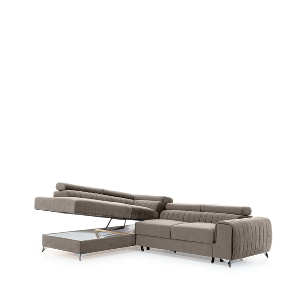 Eltap Divano Angolare Letto a sinistro 4 posti, in tessuto Laurette Beige