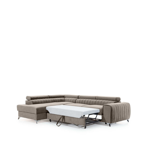 Eltap Divano Angolare Letto a sinistro 4 posti, in tessuto Laurette Beige