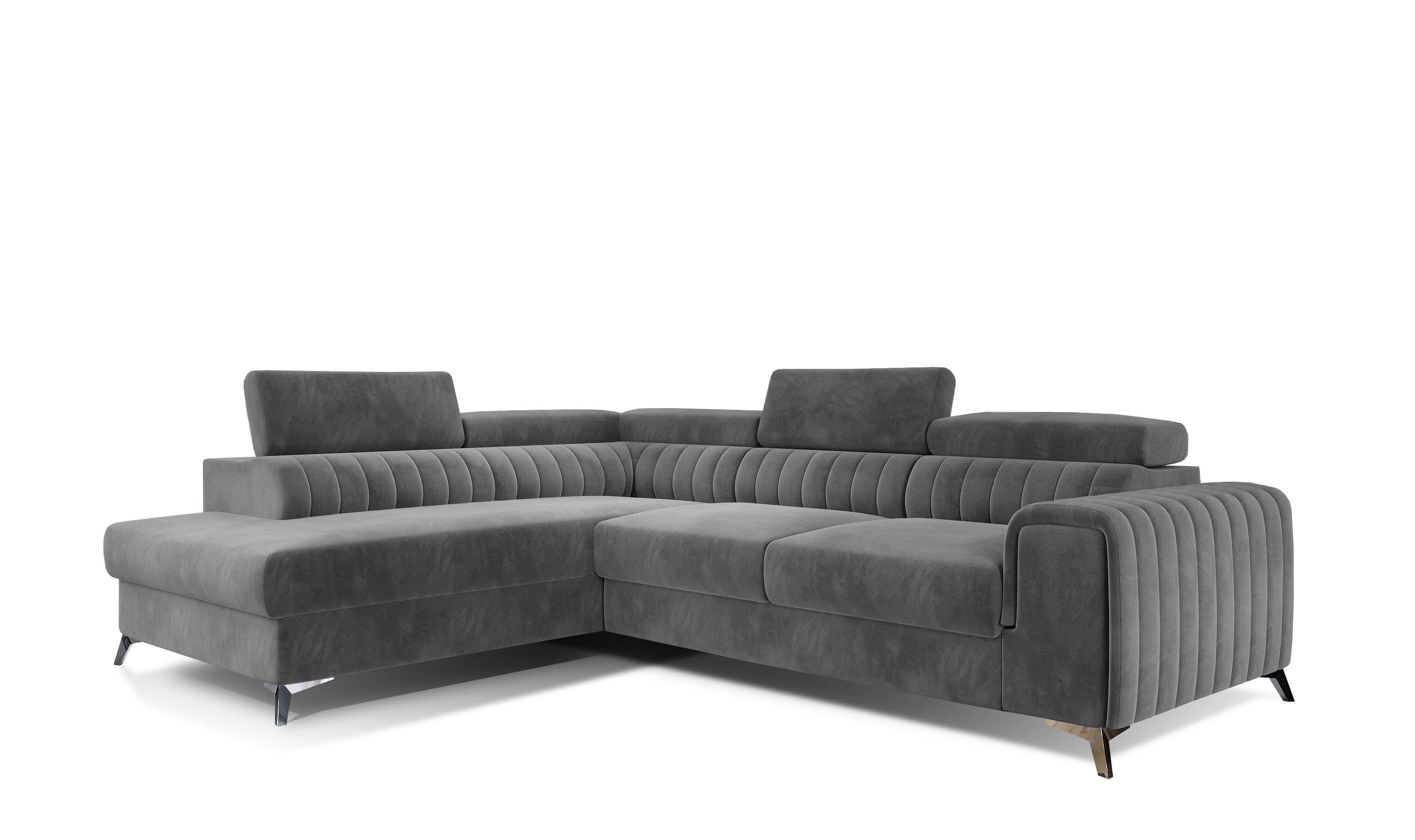 Eltap Divano Angolare Letto a sinistro 4 posti, in tessuto Laurette Grigio