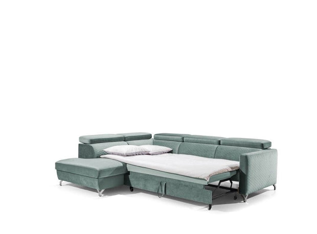Divano Angolare Letto a sinistro 4 posti in tessuto Mazzi Blu (2)