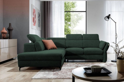 Divano Angolare Letto a sinistro 4 posti in tessuto Meranis Verde