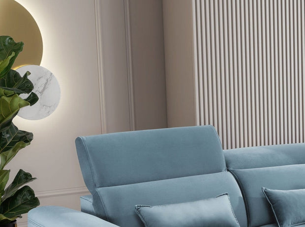 Eltap Divano Angolare Letto a sinistro 4 posti, in velluto Fobleros Plus Blu