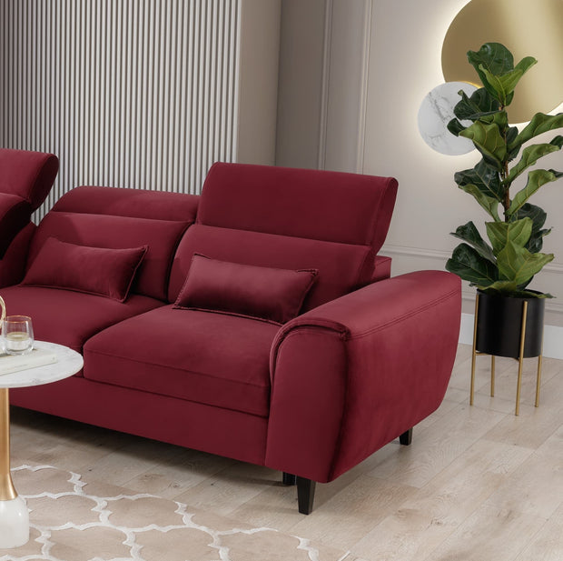 Eltap Divano Angolare Letto a sinistro 4 posti, in velluto Fobleros Plus Bordeaux