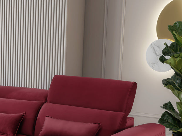 Eltap Divano Angolare Letto a sinistro 4 posti, in velluto Fobleros Plus Bordeaux