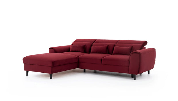 Eltap Divano Angolare Letto a sinistro 4 posti, in velluto Fobleros Plus Bordeaux