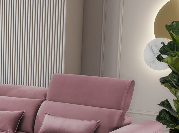 Eltap Divano Angolare Letto a sinistro 4 posti, in velluto Fobleros Plus Rosa