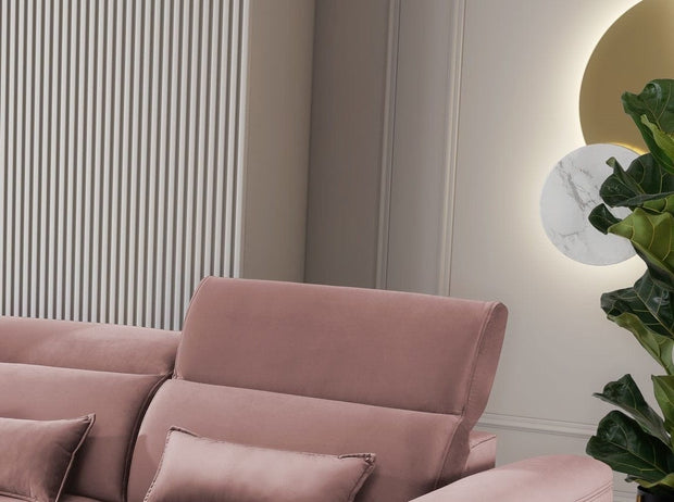 Eltap Divano Angolare Letto a sinistro 4 posti, in velluto Fobleros Plus Rosa