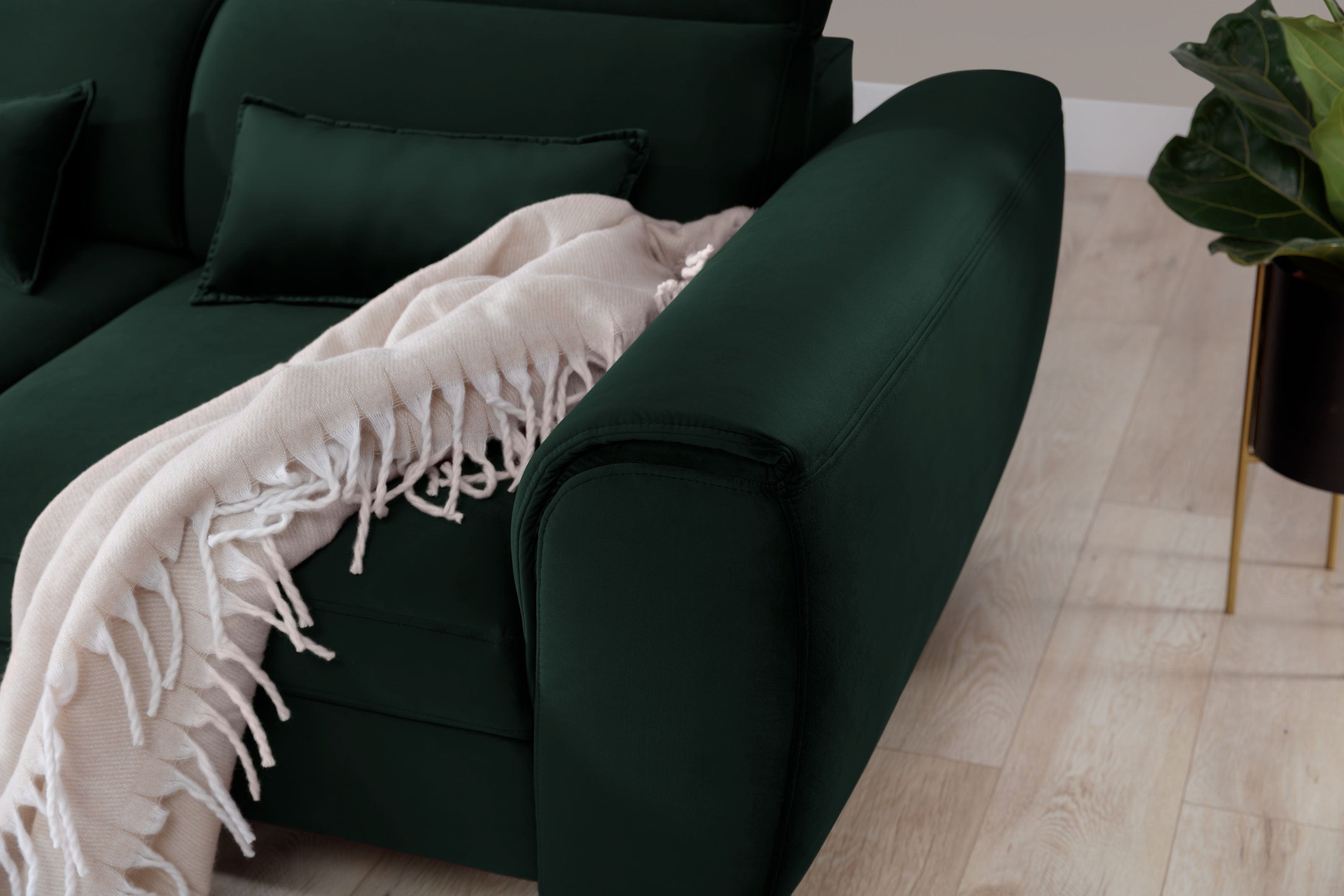 Eltap Divano Angolare Letto a sinistro 4 posti, in velluto Fobleros Plus Verde