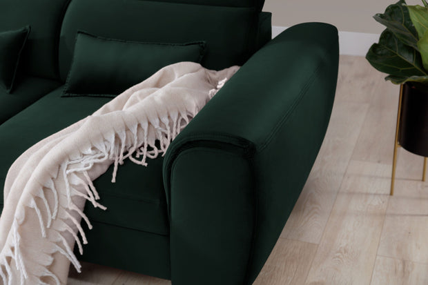 Eltap Divano Angolare Letto a sinistro 4 posti, in velluto Fobleros Plus Verde