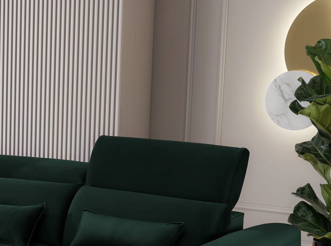 Eltap Divano Angolare Letto a sinistro 4 posti, in velluto Fobleros Plus Verde