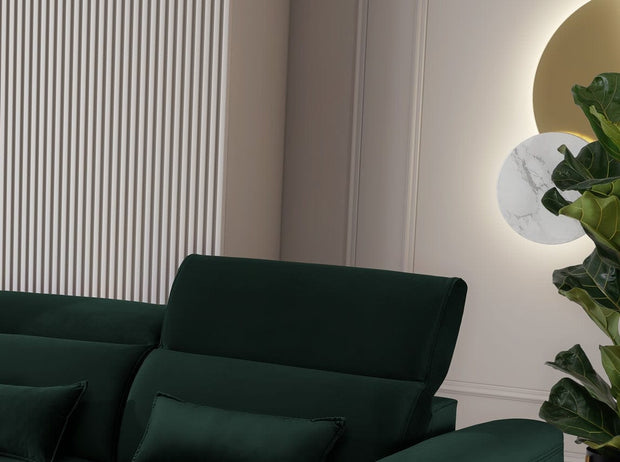 Eltap Divano Angolare Letto a sinistro 4 posti, in velluto Fobleros Plus Verde