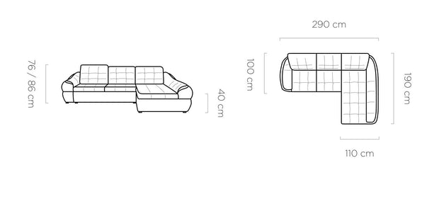 Wersal Divano Angolare Letto a sinistro 4 posti Infamy Mini Grigio