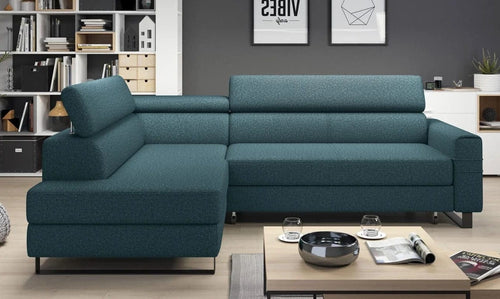 Wersal Divano Angolare Letto a sinistro 4 posti Liviano Blu