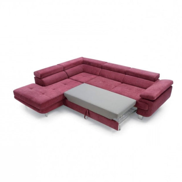 Divano Angolare Letto a sinistro 4 posti Lotus Borgogna (2)