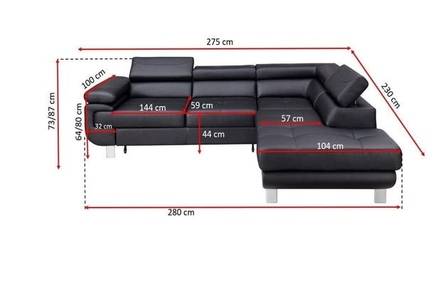 Divano Angolare Letto a sinistro 4 posti Lotus Borgogna (3)