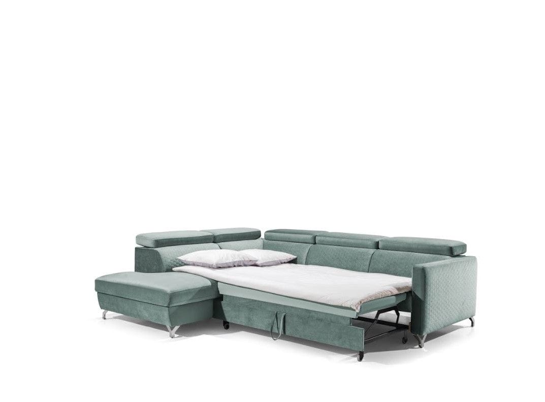 Divano Angolare Letto a sinistro 4 posti Mazzi Verde (4)