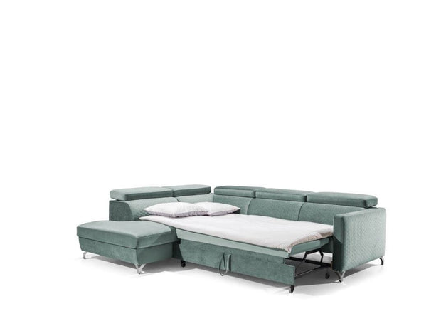 Divano Angolare Letto a sinistro 4 posti Mazzi Verde (4)