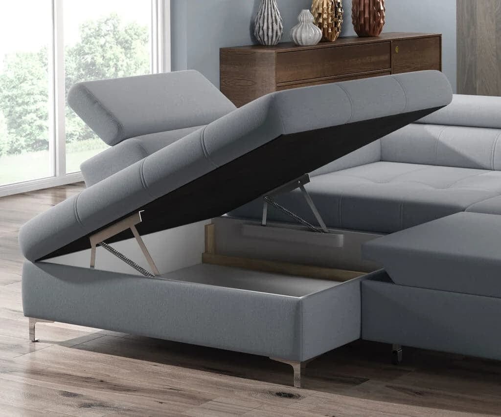 Wersal Divano Angolare Letto a sinistro 4 posti Temporia Grigio