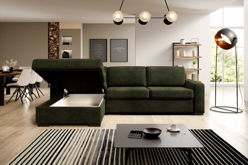 Wersal Divano Angolare Letto a sinistro 4 posti Vanilis Mini 140 Verde