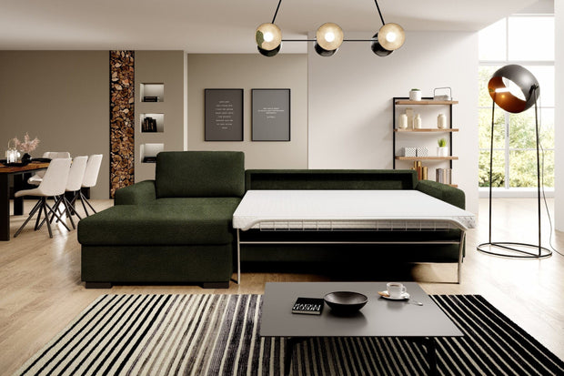 Wersal Divano Angolare Letto a sinistro 4 posti Vanilis Mini 140 Verde