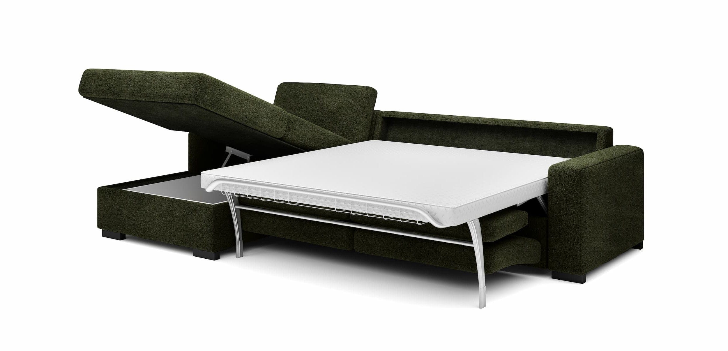 Wersal Divano Angolare Letto a sinistro 4 posti Vanilis Mini 140 Verde